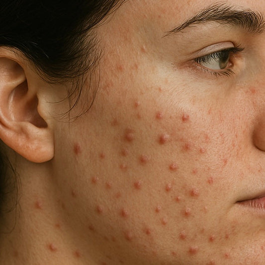 woman's face with acne