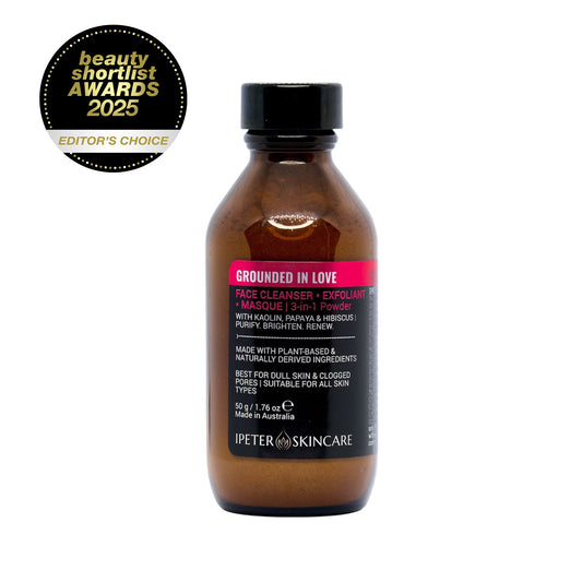 amber glass bottle with cleansing powder 